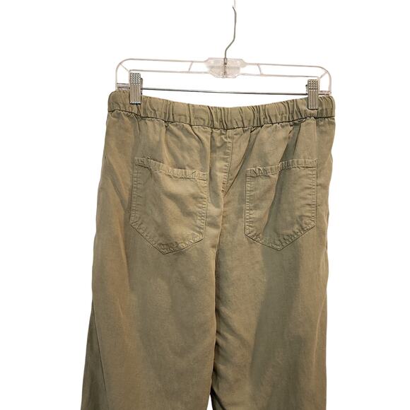 Zara Tan Elastic Waist Straight Leg Drawstring High Rise Trouser Pants Medium - Picture 7 of 9